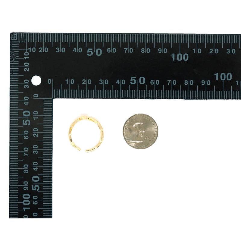 Gold CZ Wave Dot Adjustable Ring, Sku#LK792
