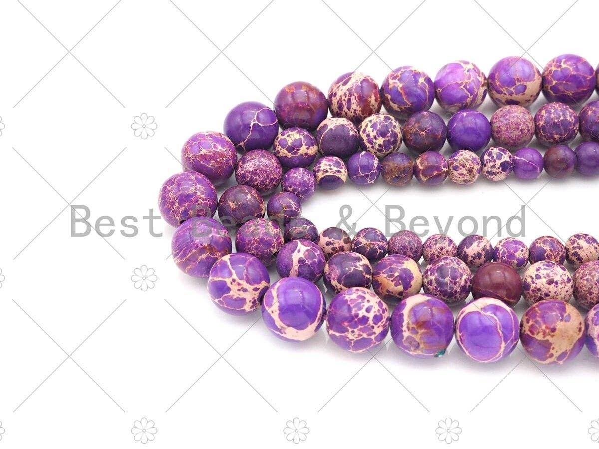 High Quality Purple Sea Sediment Imperial Jasper Beads, 6mm/8mm/10mm/12mm Round Smooth Imperial Japser, 15.5'' Full Strand, SKU#UA174