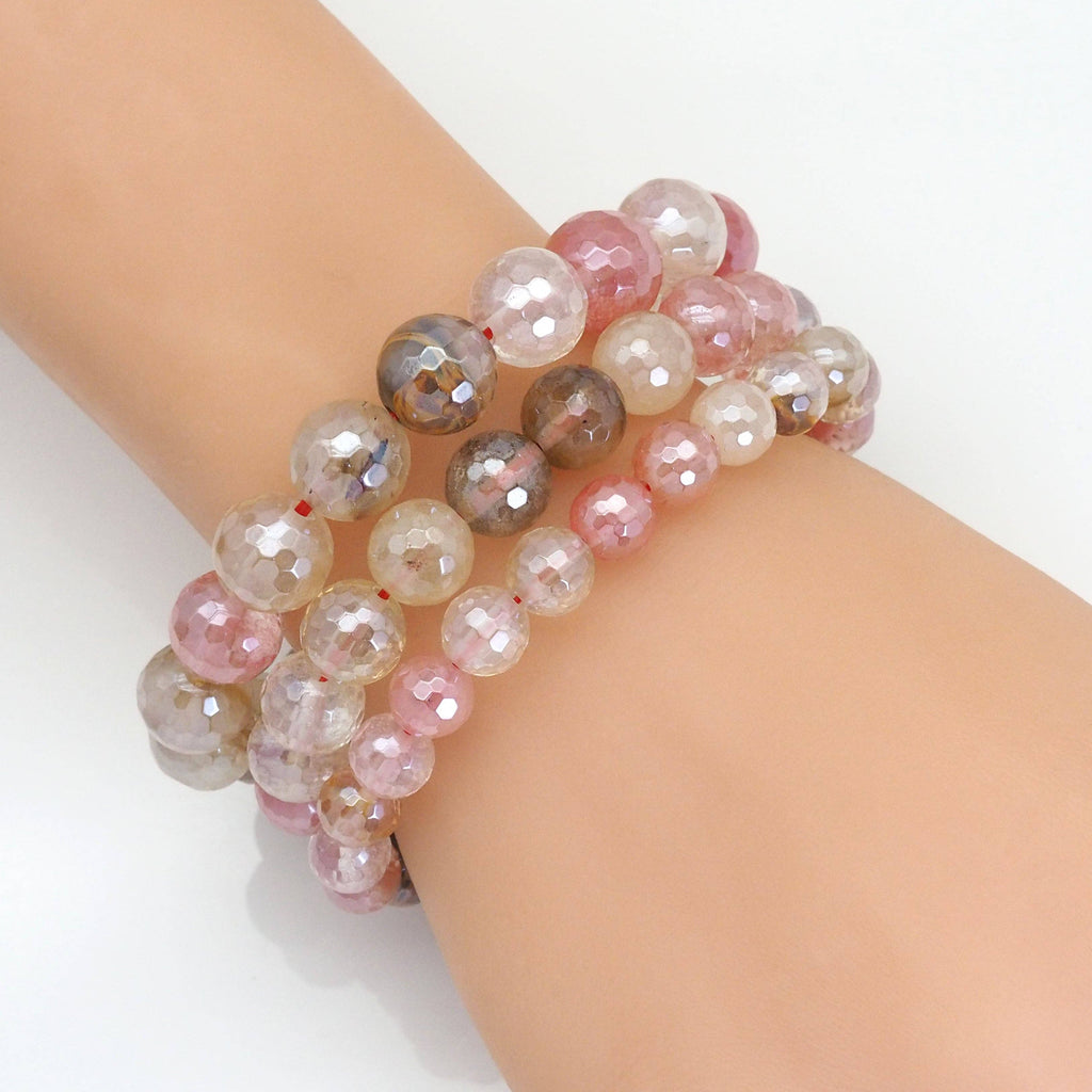 Mystic Golden Quartz Faceted Stretchy Bracelet, Sku#EF379