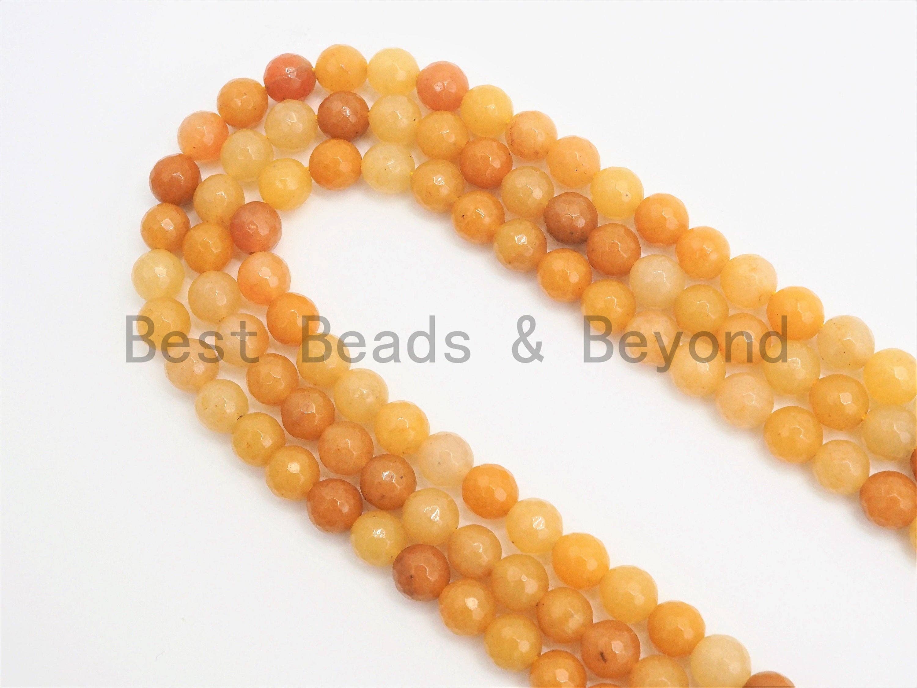 Yellow Jade Round Faceted Beads, 6mm/8mm/10mm/12mm, Yellow Gemstone Beads, 15.5inch strand, SKU#U390