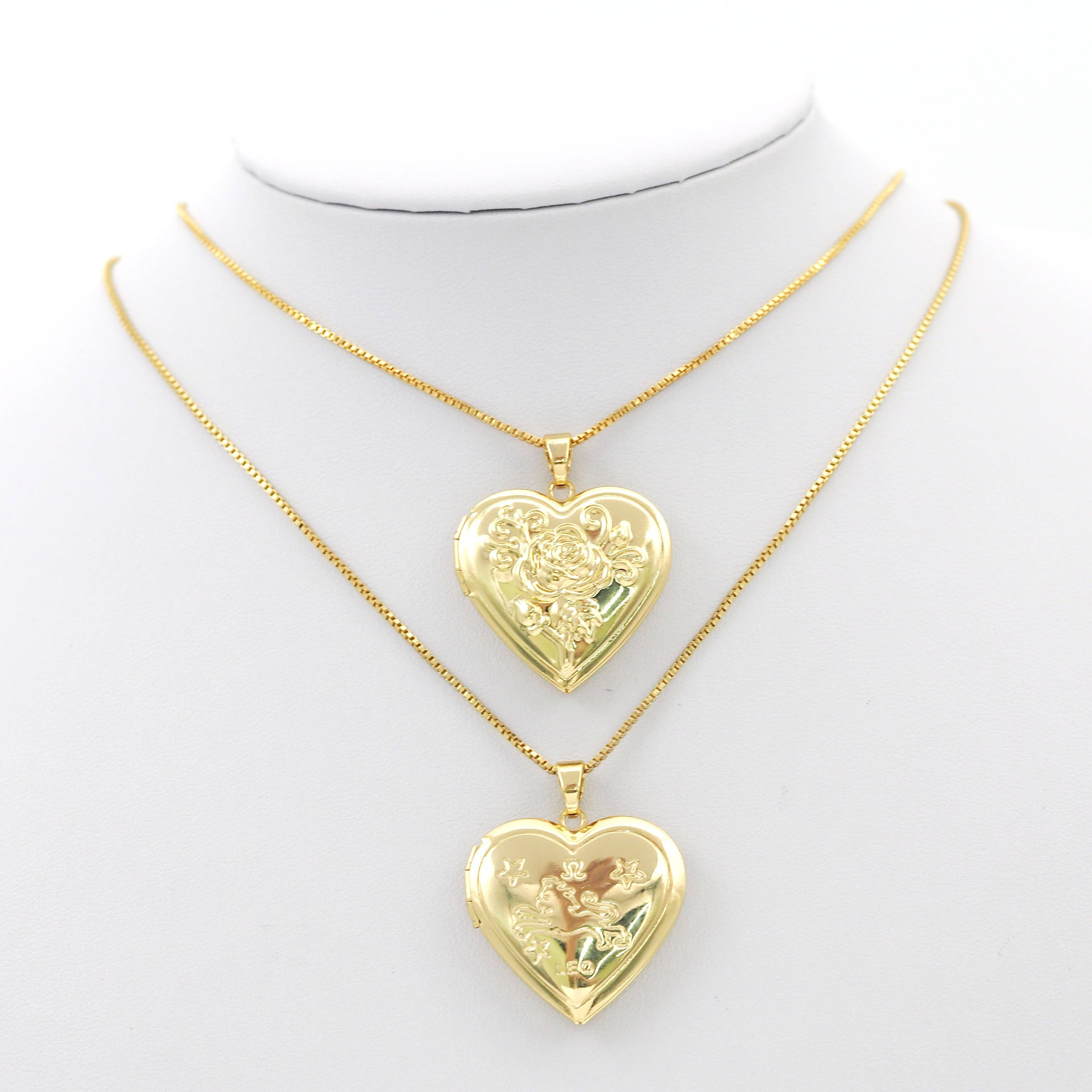 Lockets Heart with Rose Horse Pendant, Sku#FH188