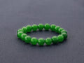 Green Jade Round Smooth Stretchy Braclet, Sku#EF107