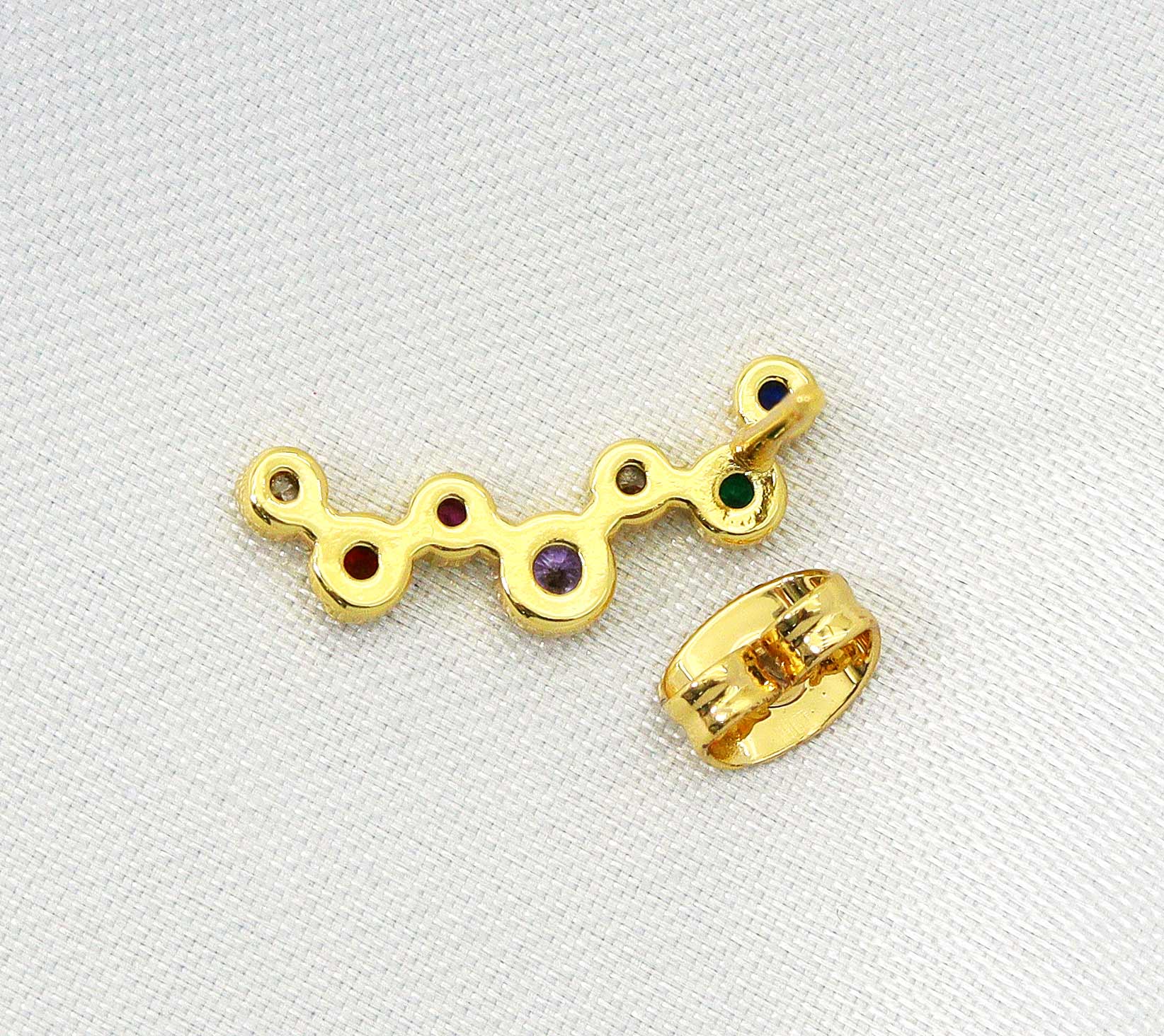 Gold Colorful CZ Stud Earrings, Sku#LD287