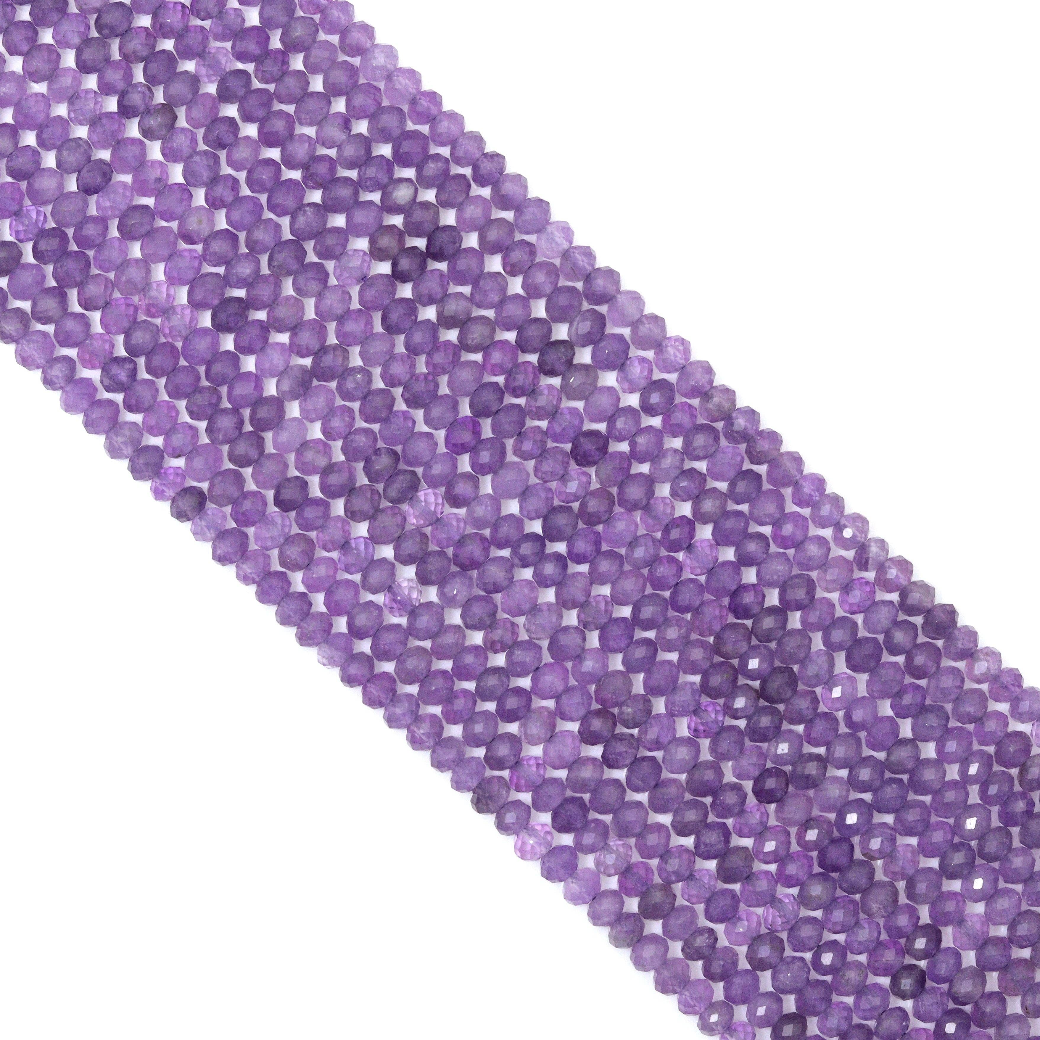 3x4mm Genuine Amethyst Rondelle Faceted Beads, Sku#U2191