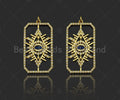 CZ Micro Pave Evil Eye On Rectangle Shape Pendant/Charm,Cubic Zirconia Charm, Necklace Bracelet Charm Pendant,20x37mm, Sku#L517
