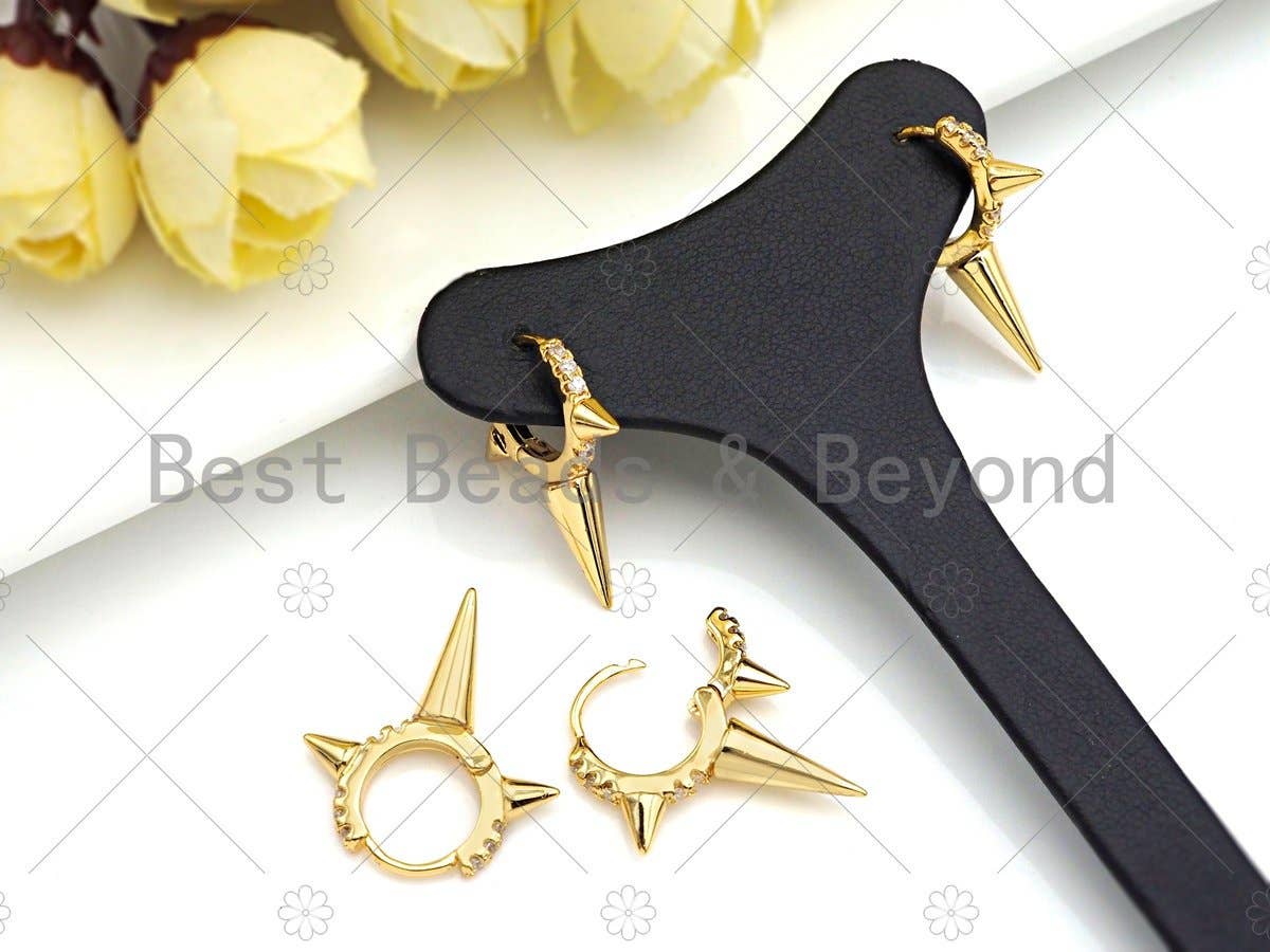 CZ Spike Huggies Earrings, Sku#Y362