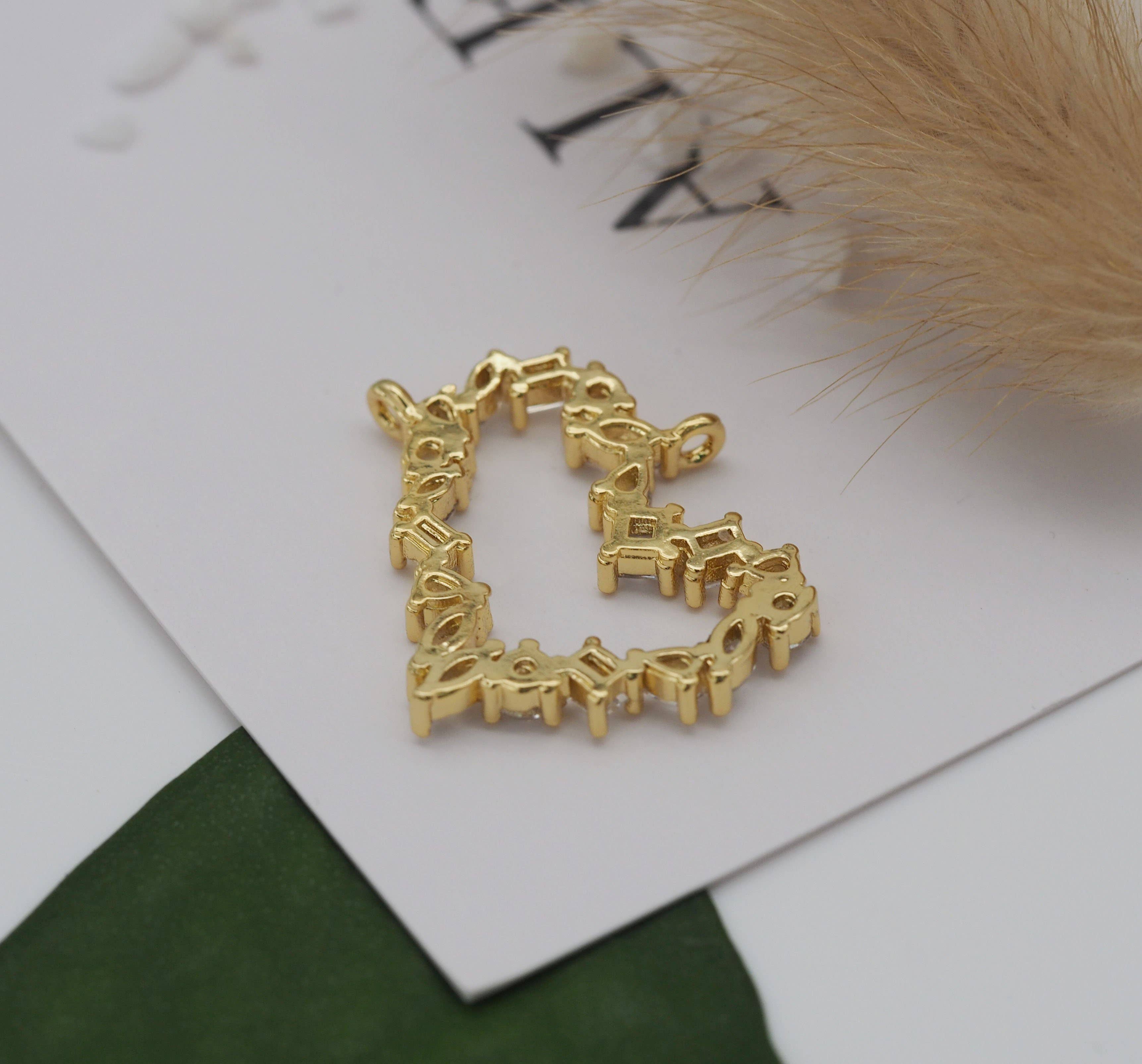 CZ Heart Charm, Sku#LK610