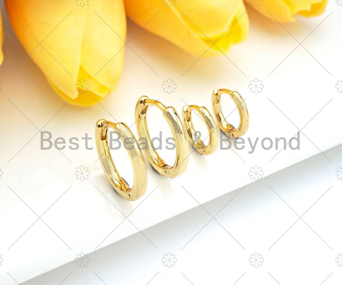 Gold Silver plain Huggie Earrings,SKU#LD56
