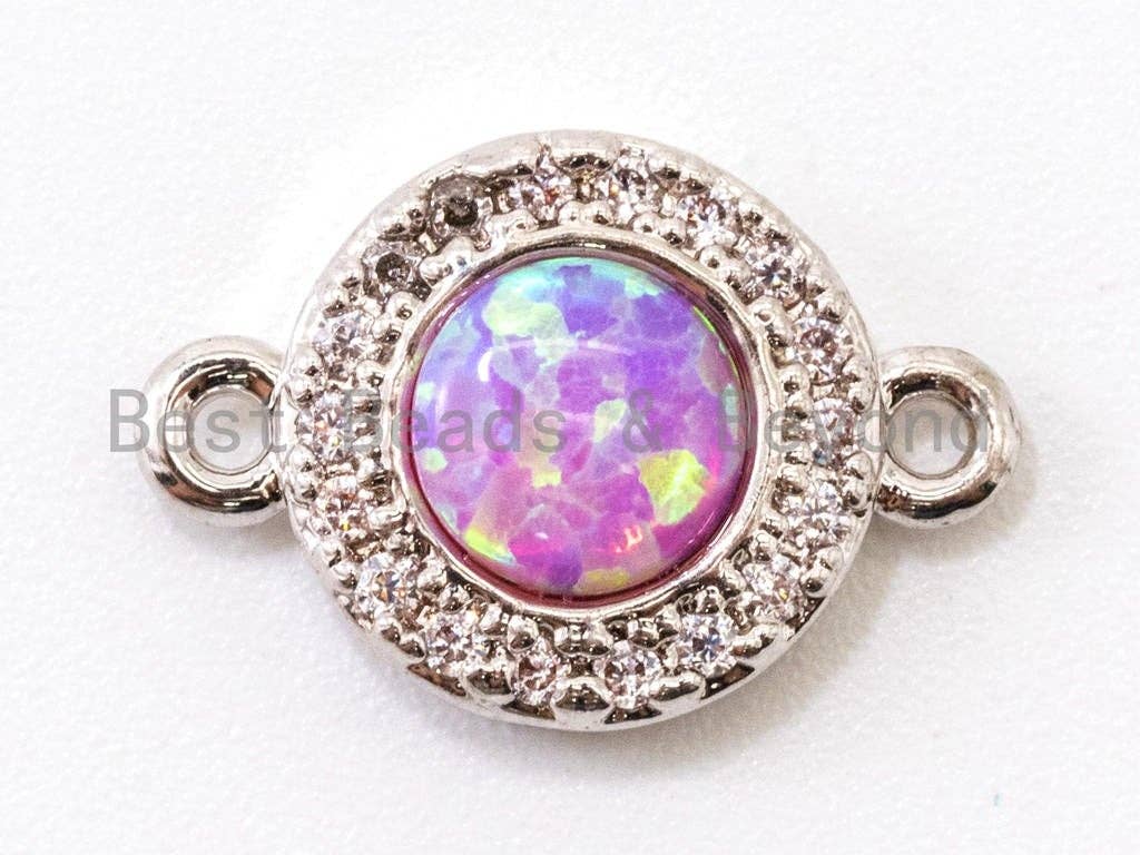 CZ Micro Pave Round connector/Link Finding, Pink Opal, CZ micro paved ,Cubic Zirconia CZ Connector, 9x13mm, sku#A69