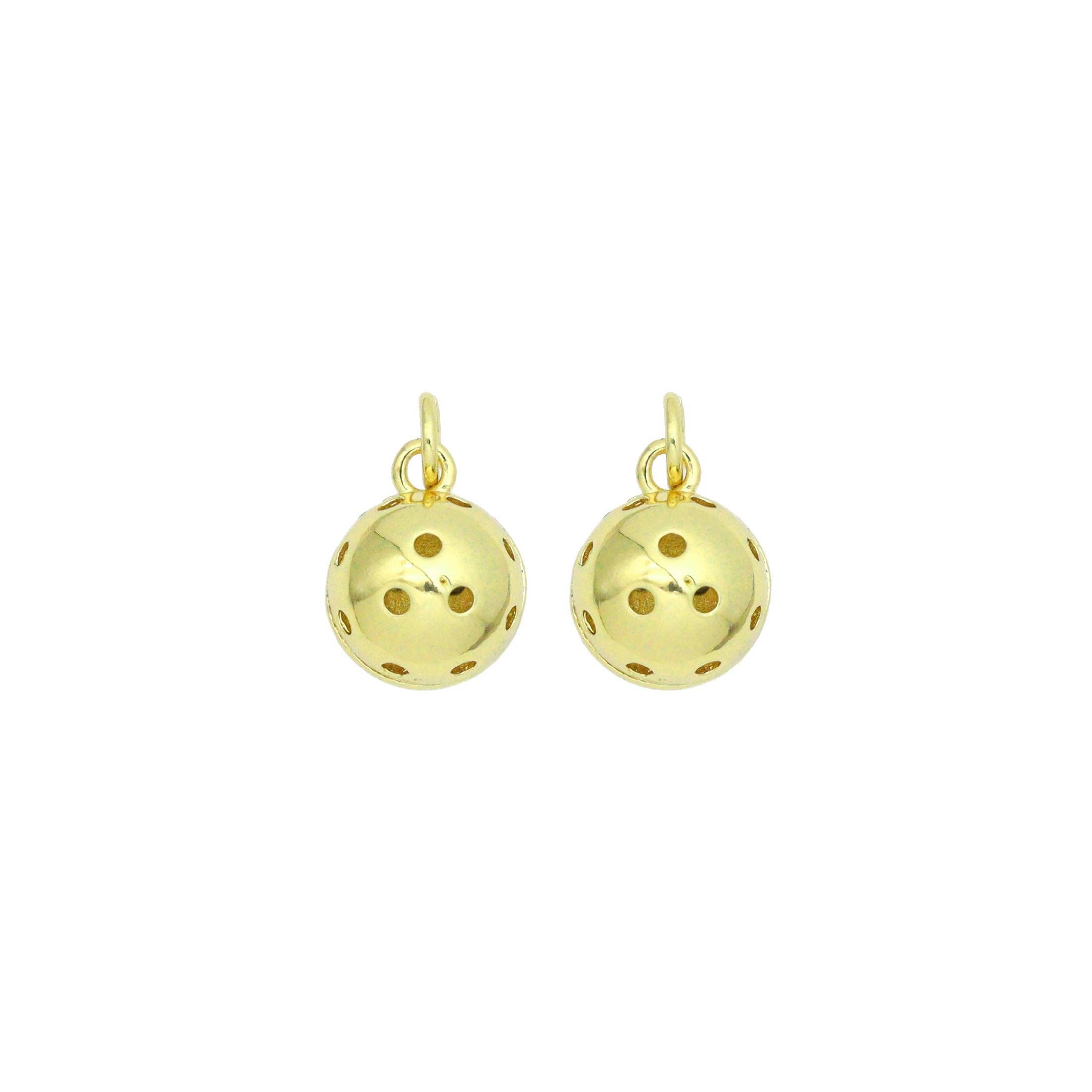 Gold Hollow Out Round Ball Shape Charm Pendant, Sku#LK1110