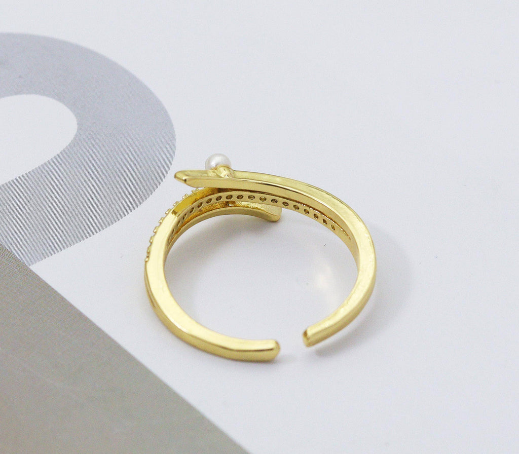 CZ Mother of Pearl Triple Circle Open Ring, Sku#LD244