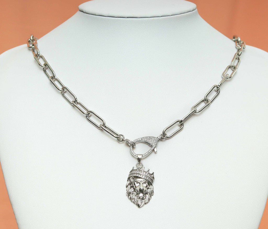 Paperclip Chain Lion Necklace, sku#CL22