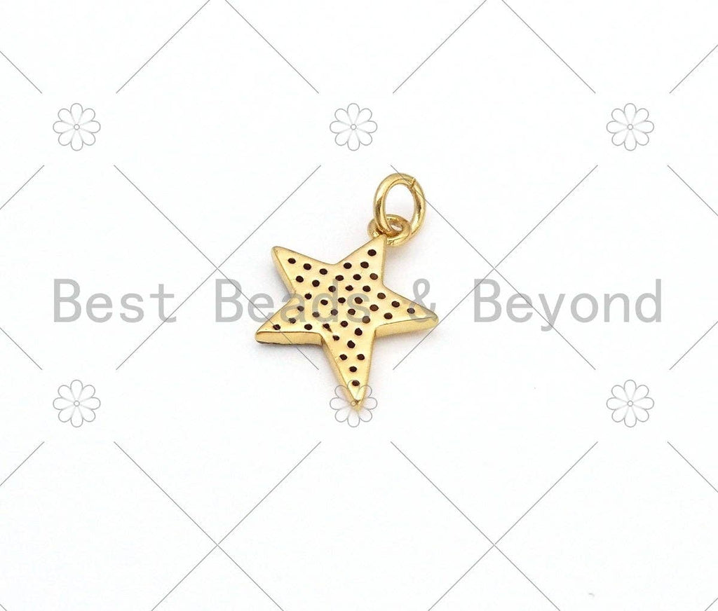 Black and Clear CZ Micro Pave Five Point Star Shape Pendant,18k Gold Filled Star Charm, Necklace Bracelet Charm Pendant, 14x12mm,Sku#Z1394
