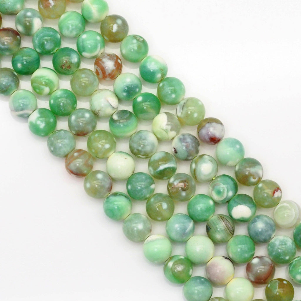 Prehnite Color Banded Agate Round Smooth Beads, Sku#U1719