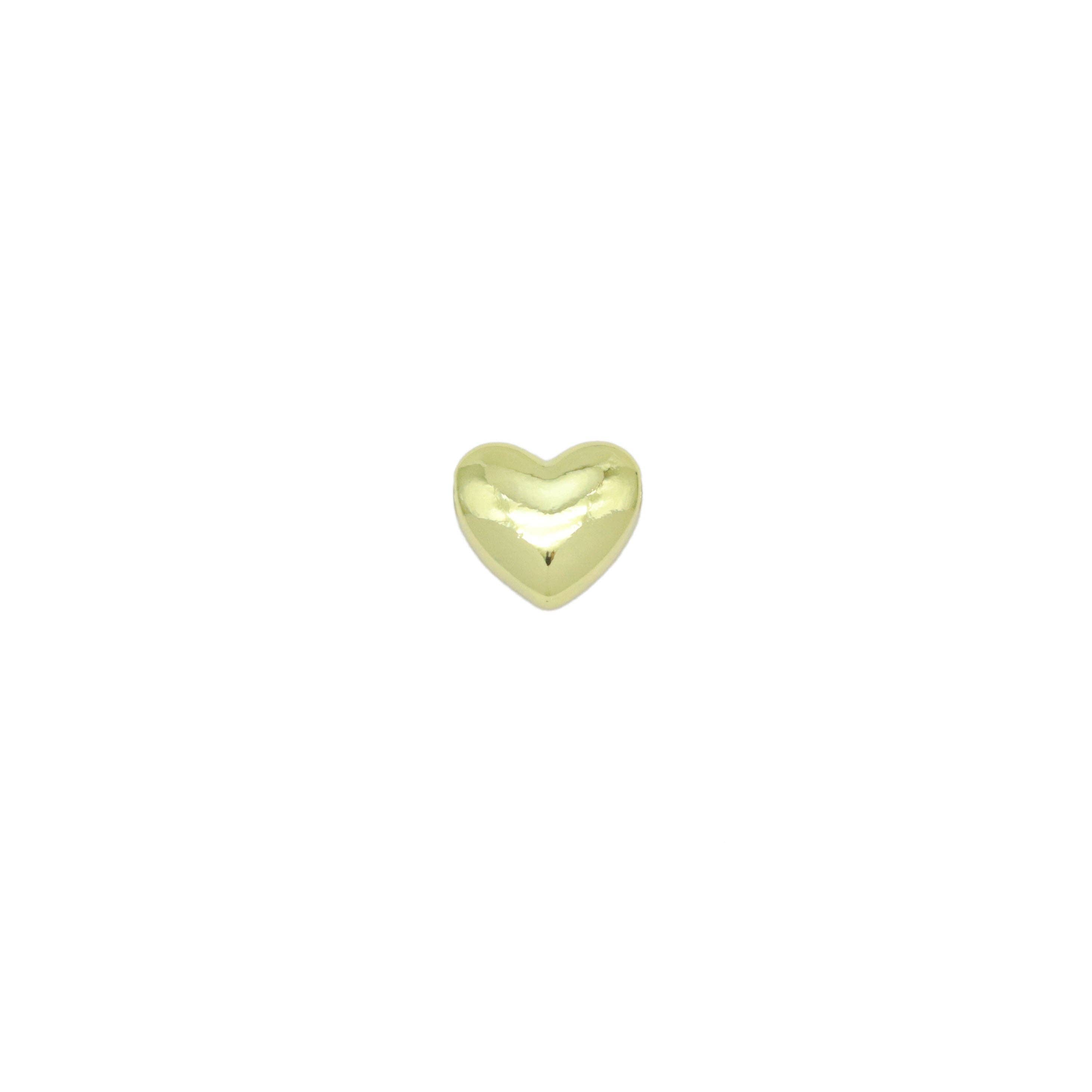 Gold Puffy Heart Shape Charm Pendant Spacer Beads, Sku#LK1047