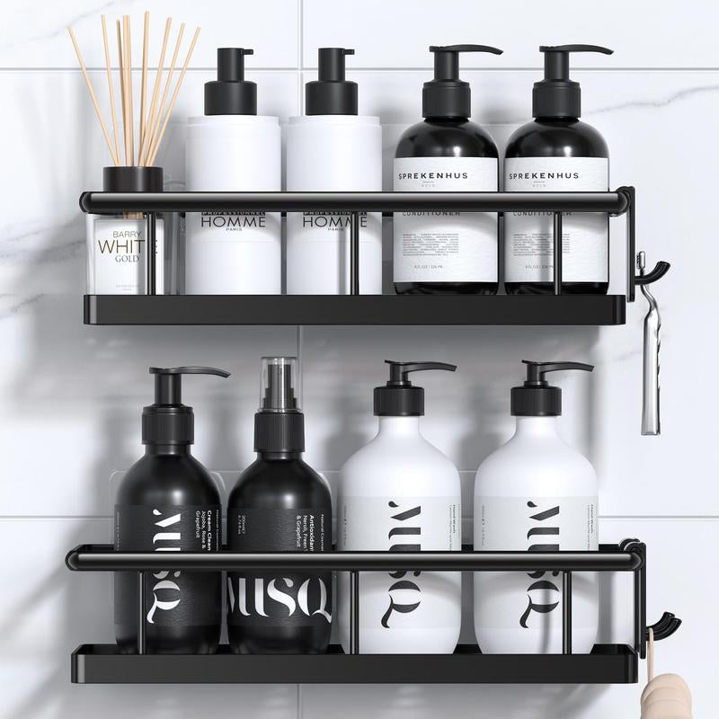Shower Caddy No Drilling - Rustproof Adhesive Shower Organizer with Soap Holder, Large Capacity Storage Shelves for Bathroom, Kitchen & Home Decor