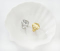 Gold Silver Smiley Face Adjustable Ring, Sku#FH215