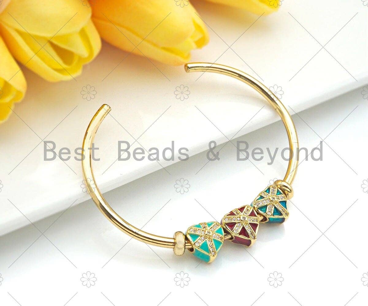 Enamel Colorful Heart Shape Gift Box Spacer Beads,  Christma