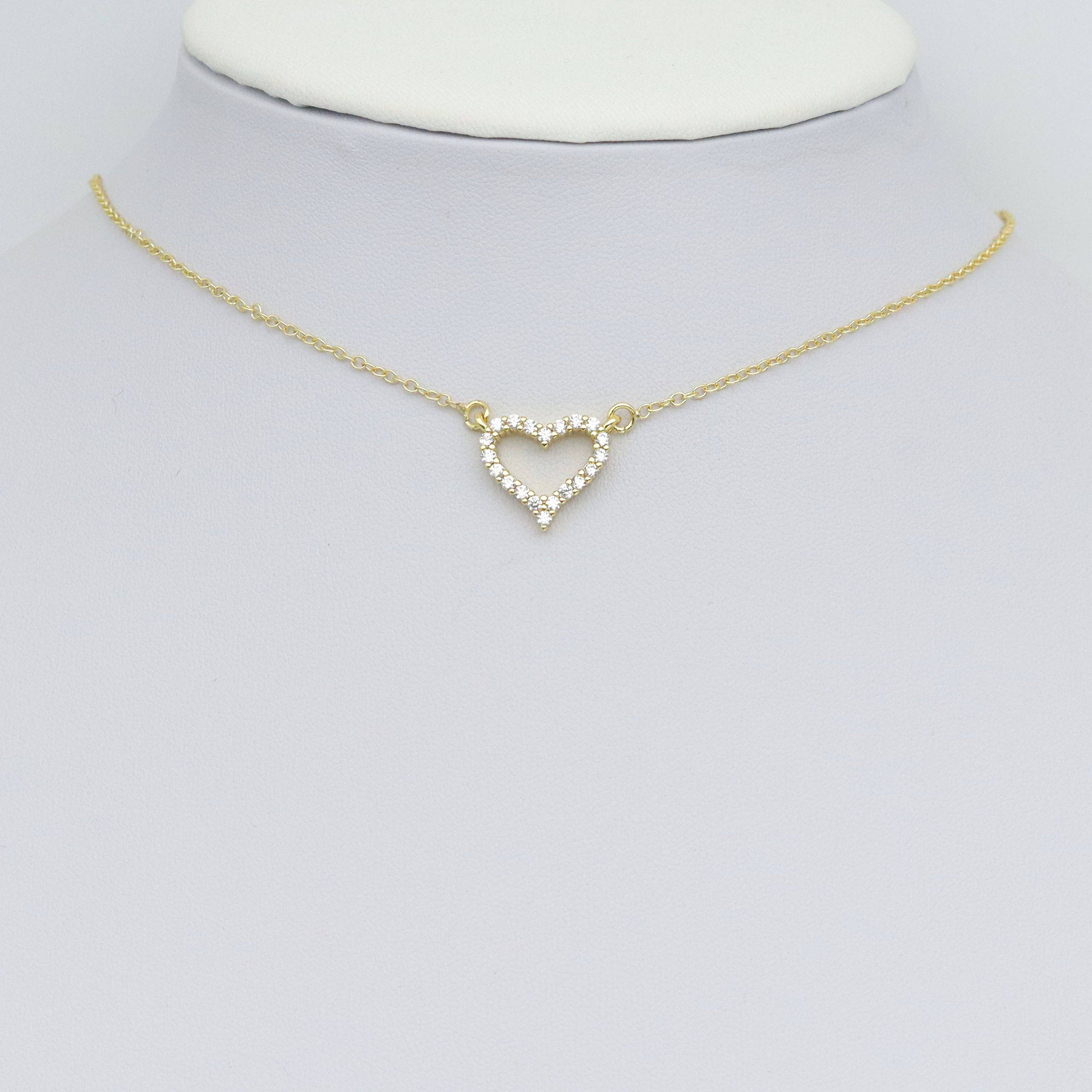 Clear CZ  Frame Heart Connector Charm Pendant, Sku#LK1048