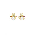 Multicolor CZ Pearl Bee Stud Earrings, Sku#LK863
