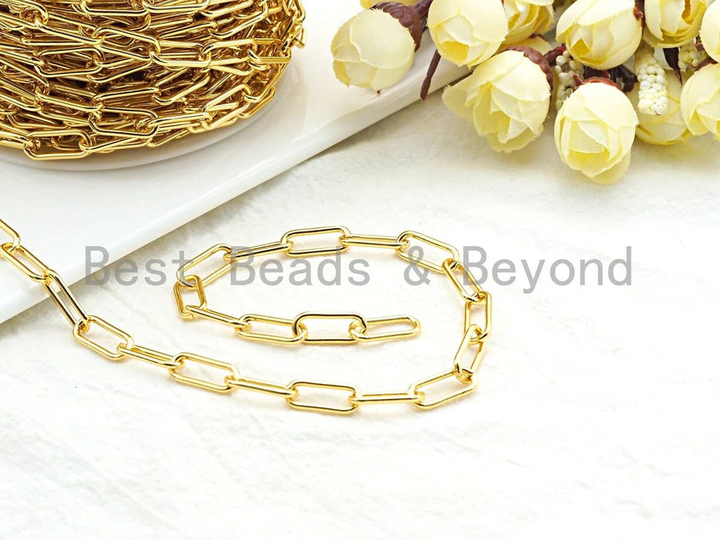 7x16mm Paper Clip Chain by Yard,  18K Real Gold Plated/ Gunmetal / Silver/ Rose Gold Paper Clip Chain, Wholesale bulk Chain, sku#E500