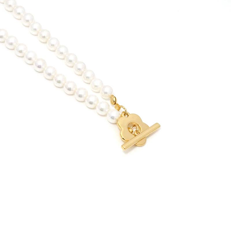 Gold Flower White Mother of Pearl Necklace,sku#EF312