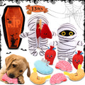 Glimin 13 Pièces Jouets d'Halloween pour Chiens Cache-cache Cercueil Momie avec Organes Jouets Interactifs pour Chiens d'Halloween Jouets pour Chiens en Peluche pour Halloween Jouets Sonores pour Chiens pour Décoration d'Halloween Dressage Canin
