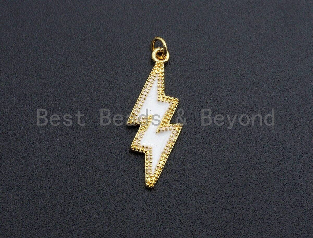 Enamel Black/White/Red Lightning Gold Pendant,CZ Micro Pave Oil Drop pendant,Enamel pendant,Enamel Jewelry,10x26mm,sku#Z667