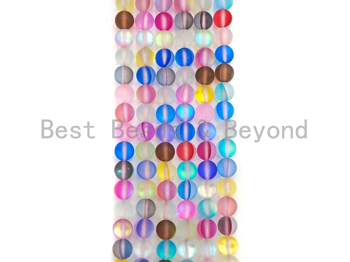 Matte Multicolor Spectrolite Aura Quartz , High Quality in Round 6mm/8mm/10mm/12mm, Manmade Crystal beads, 15.5inch strand, SKU#U824