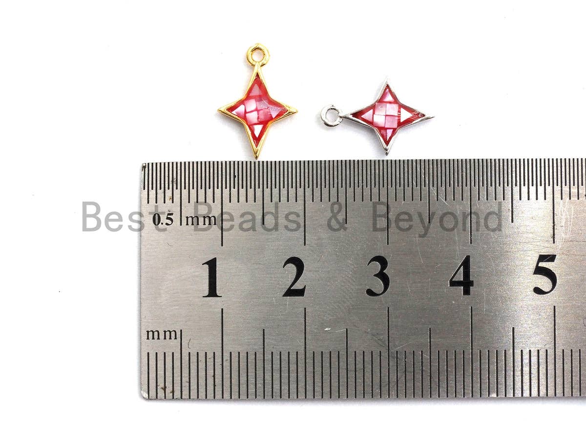 100% Natural Hot Pink Color North Star Shell Charm/Pendant, Hot Pink Shell Charm/Pendant, Natural Shell Charm, 10x14mm,SKU#Z347