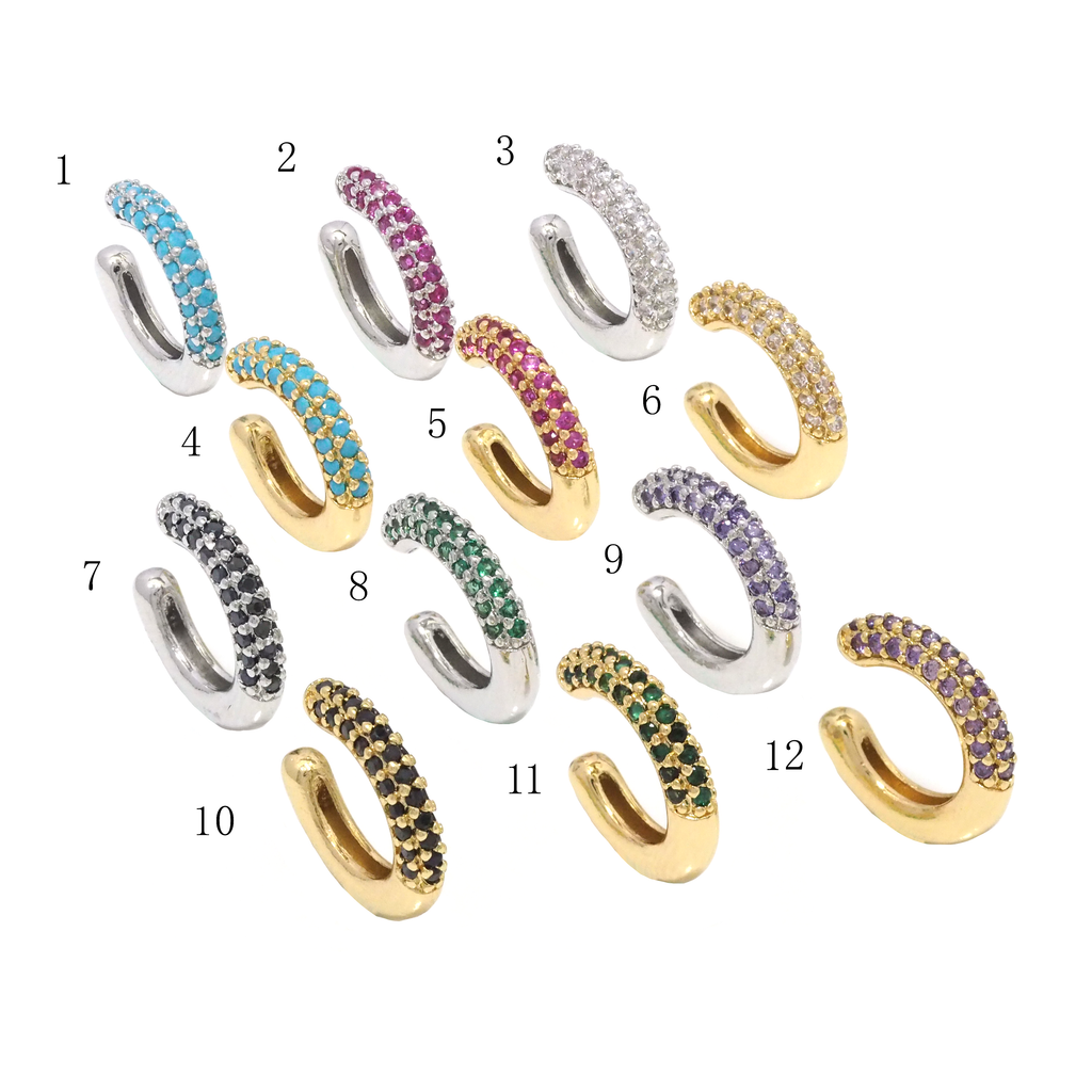 Colorful CZ Round Ear Cuff, Sku#B355