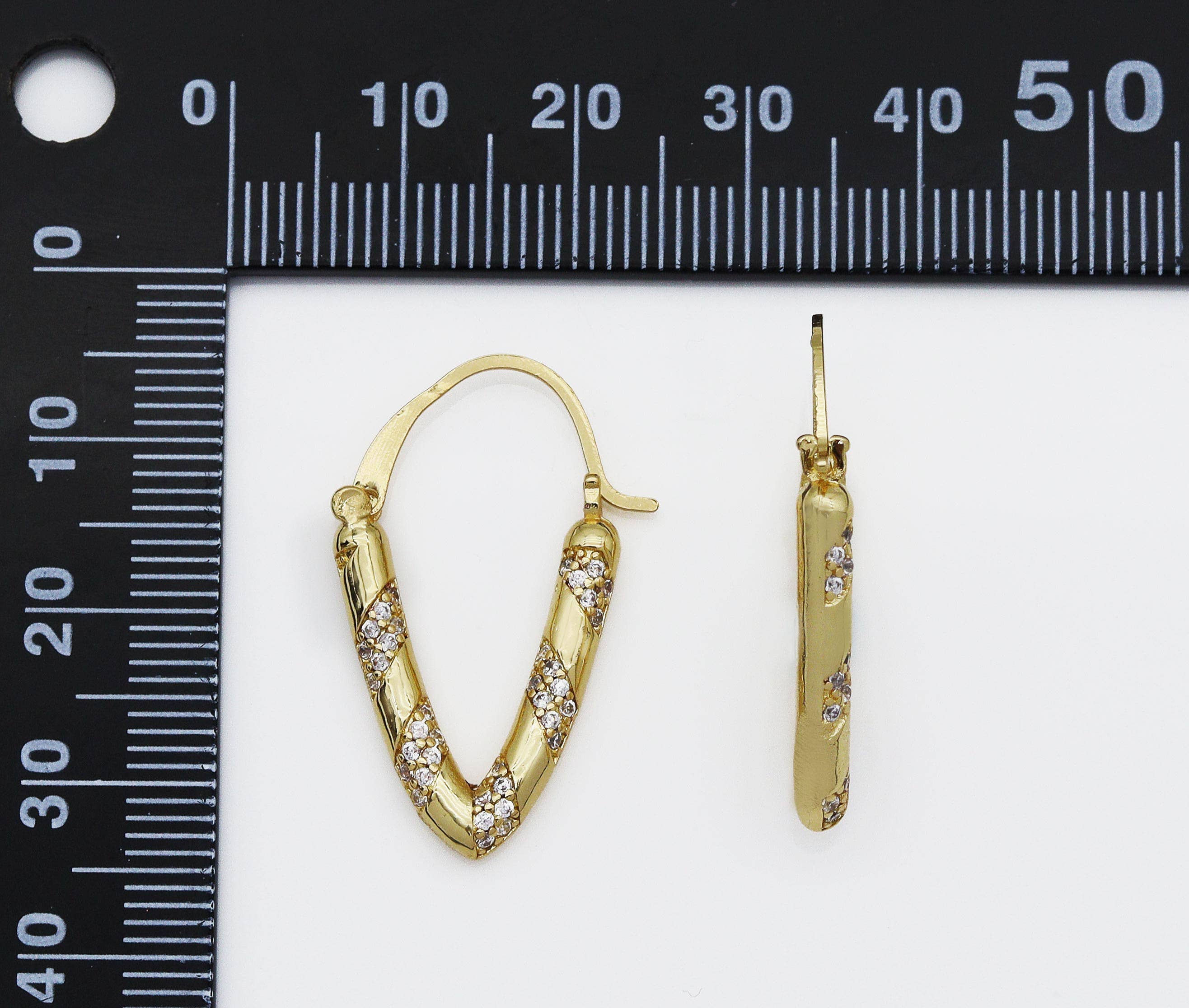 Gold Silver CZ Triangle Shape Earrings, Sku#JL122