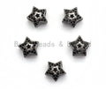 Black CZ Pave On Black Micro Pave Hollow Puffy Star Spacer Beads,sku#C96