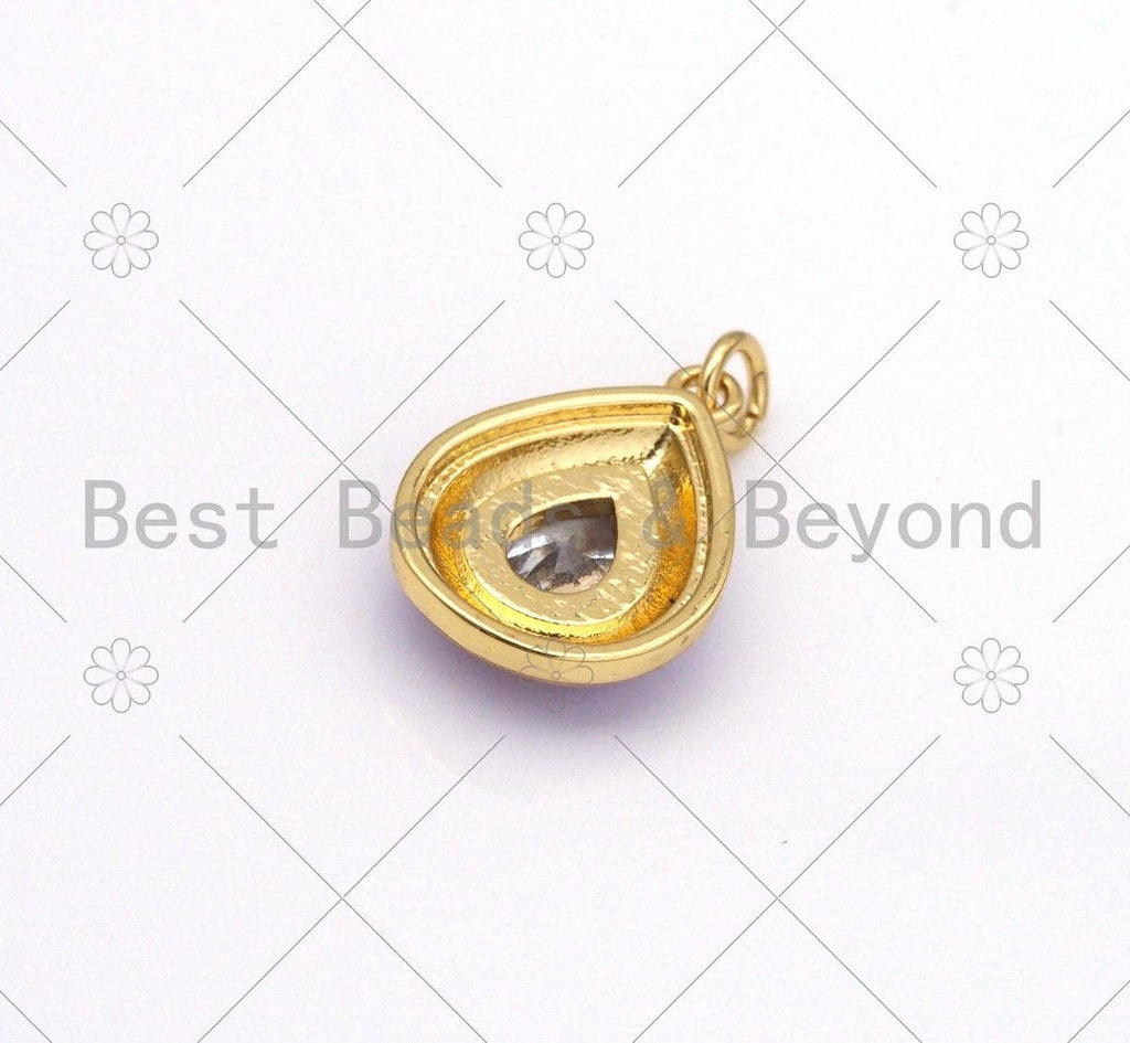 Colorful Enamel Teardrop Shape Pendant, 18K Gold Filled CZ Micro Pave Charm,Necklace Bracelet Charm Pendant,14x19mm,Sku#F1434