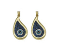 Gold Cobalt CZ Evil Eye On Teardrop Charm, Sku#LK680