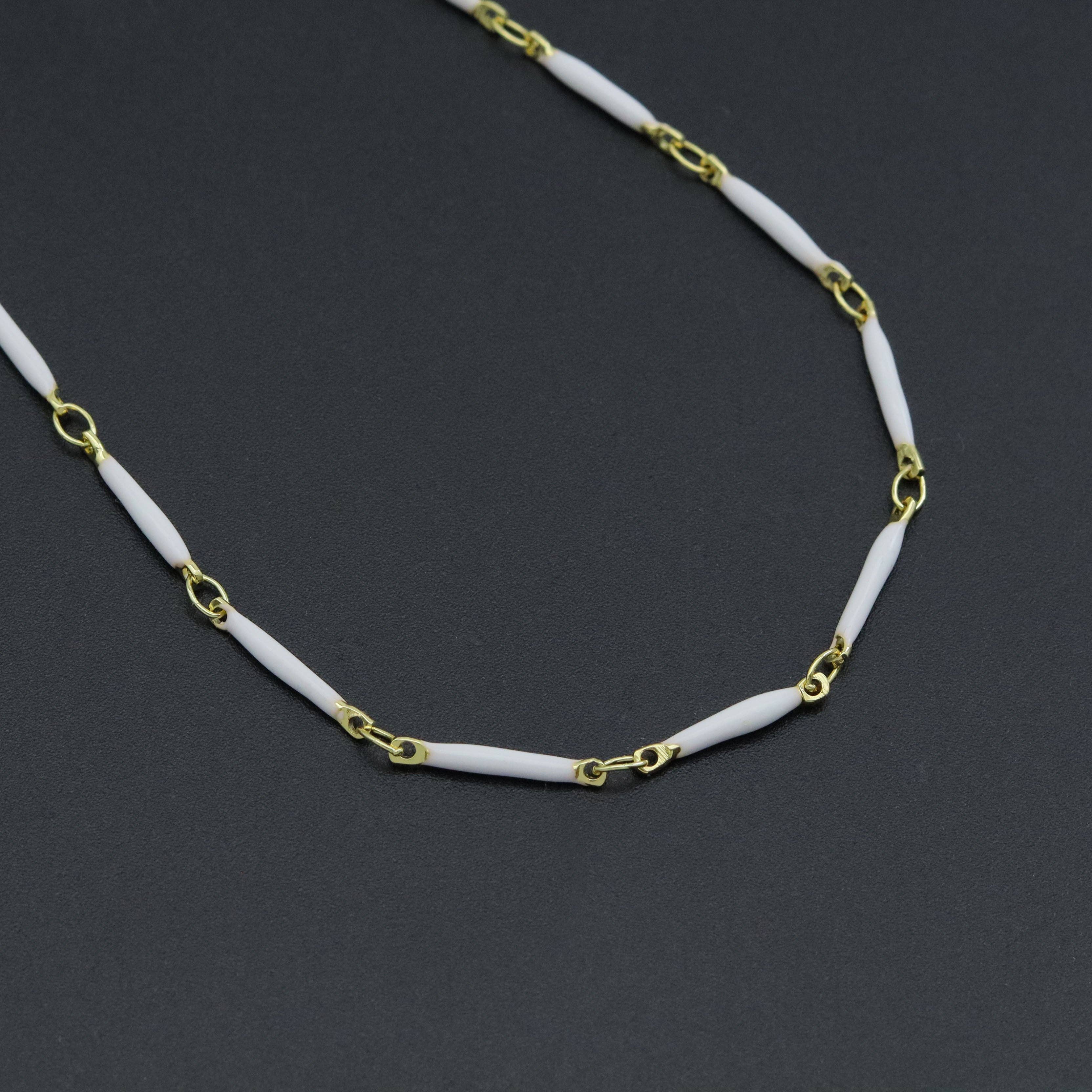 Hand made Dainty Long bar Enamel Metal chain necklace, EF589