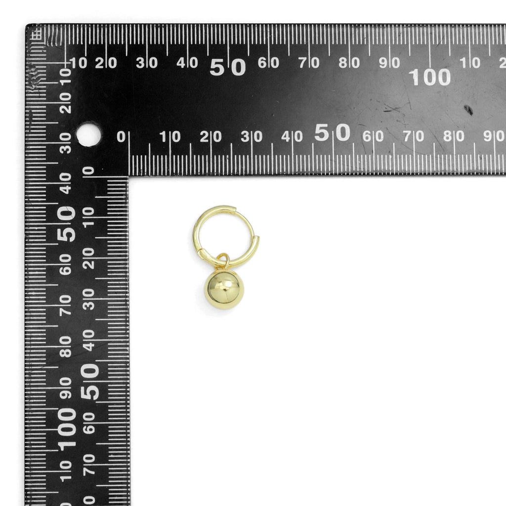Silver Gold Dangle Ball Hoop Earrings, Sku#LX635