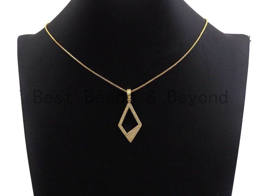 CZ Micro Pave Hollow out Rhombus Shape Pendant, Rhombus Frame Shape Pendant Charm, Earrings Necklace Bracelets Making Charm,20x45mm, sku #X3