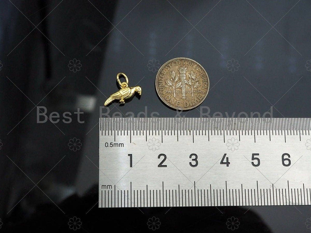 18K Dainty Gold Bird Shape Pendant/Charm, Cute Bird Charm, Necklace Bracelet Charm Pendant,6x13mm, Sku#Y399