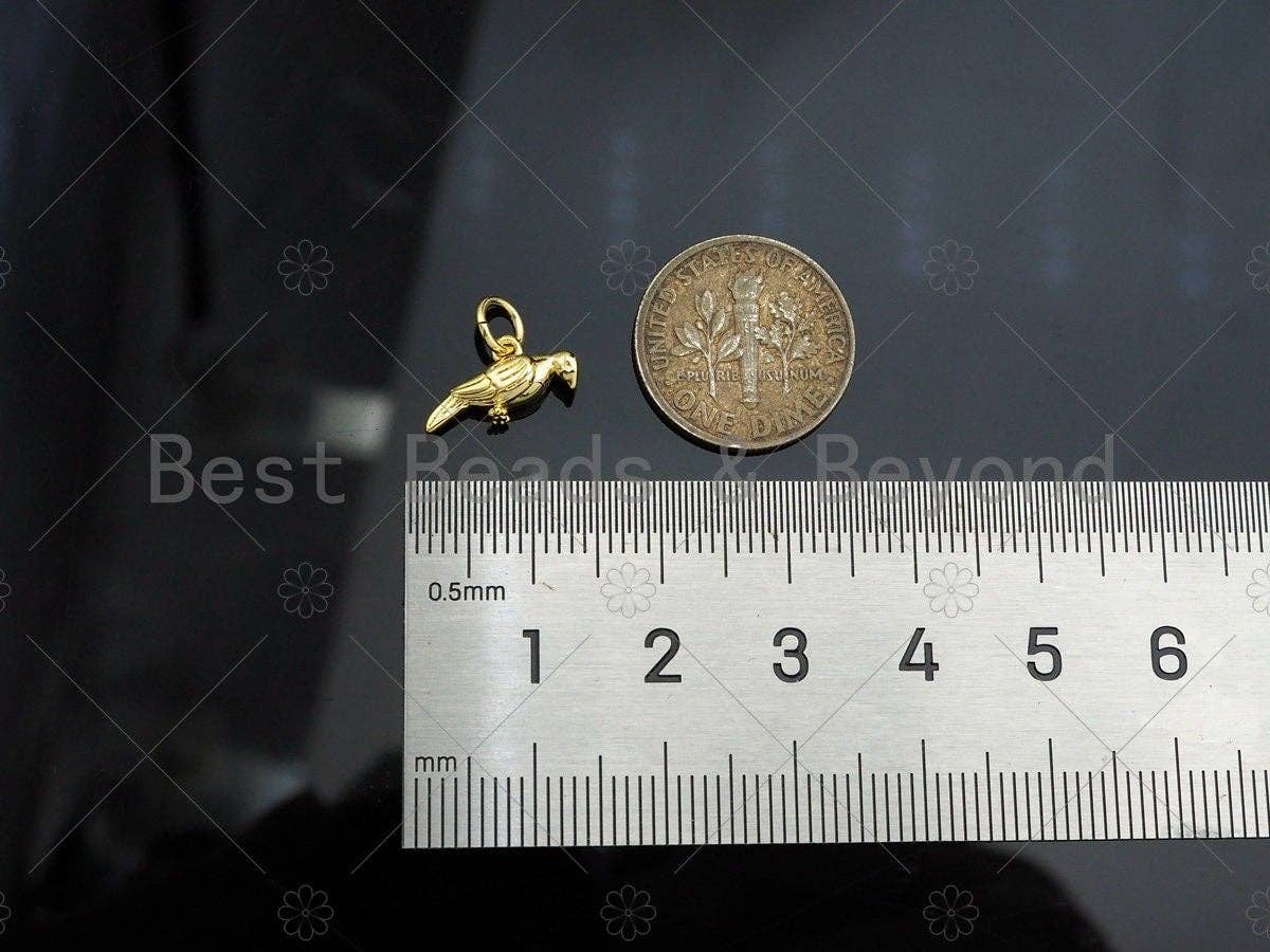 18K Dainty Gold Bird Shape Pendant/Charm, Cute Bird Charm, Necklace Bracelet Charm Pendant,6x13mm, Sku#Y399