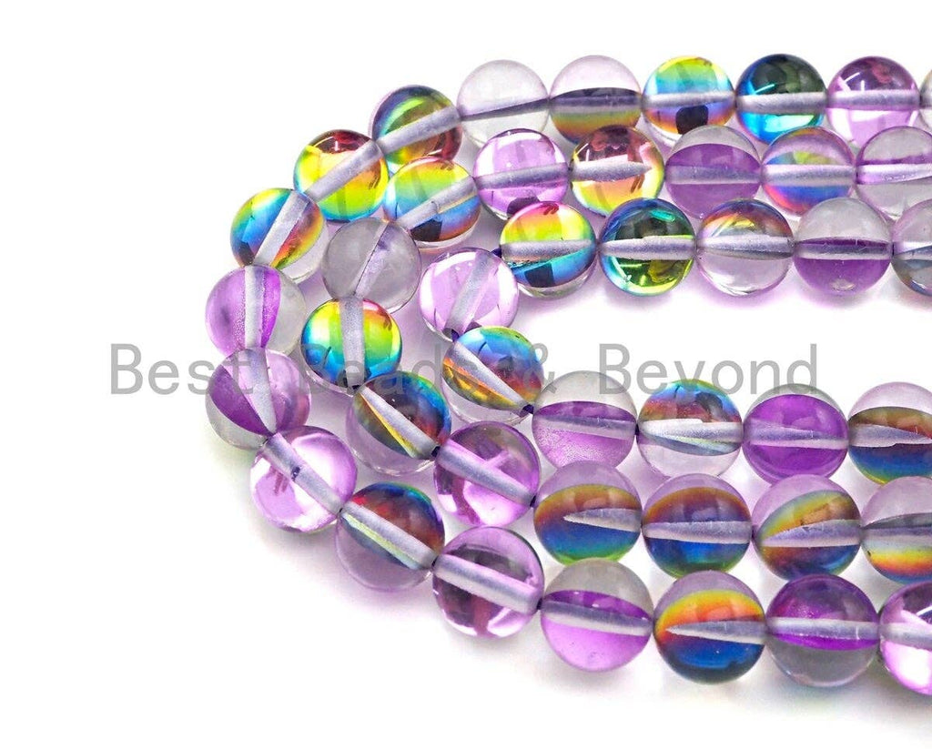 NEW COLOR-Mystic Aura Purple Rainbow Spectrolite Quartz, Quality Crystal Round beads, 8mm/10mm Round beads, 15.5inch strand, sku#U601