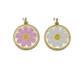 White Pink Enamel Daisy Flower Charm, Sku#L707