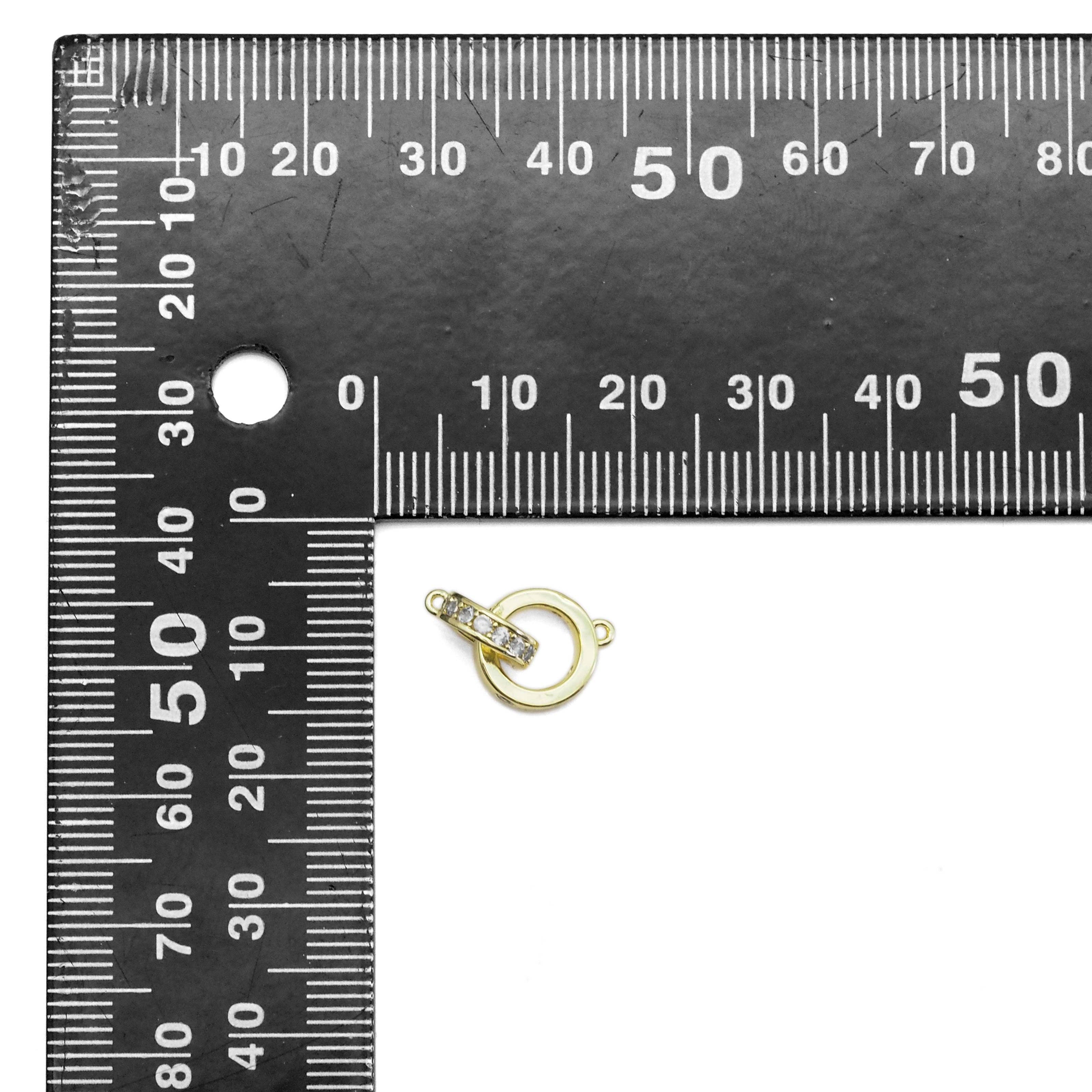 Clear CZ Gold Double Ring Link Charm/necklace, Sku#ZX131