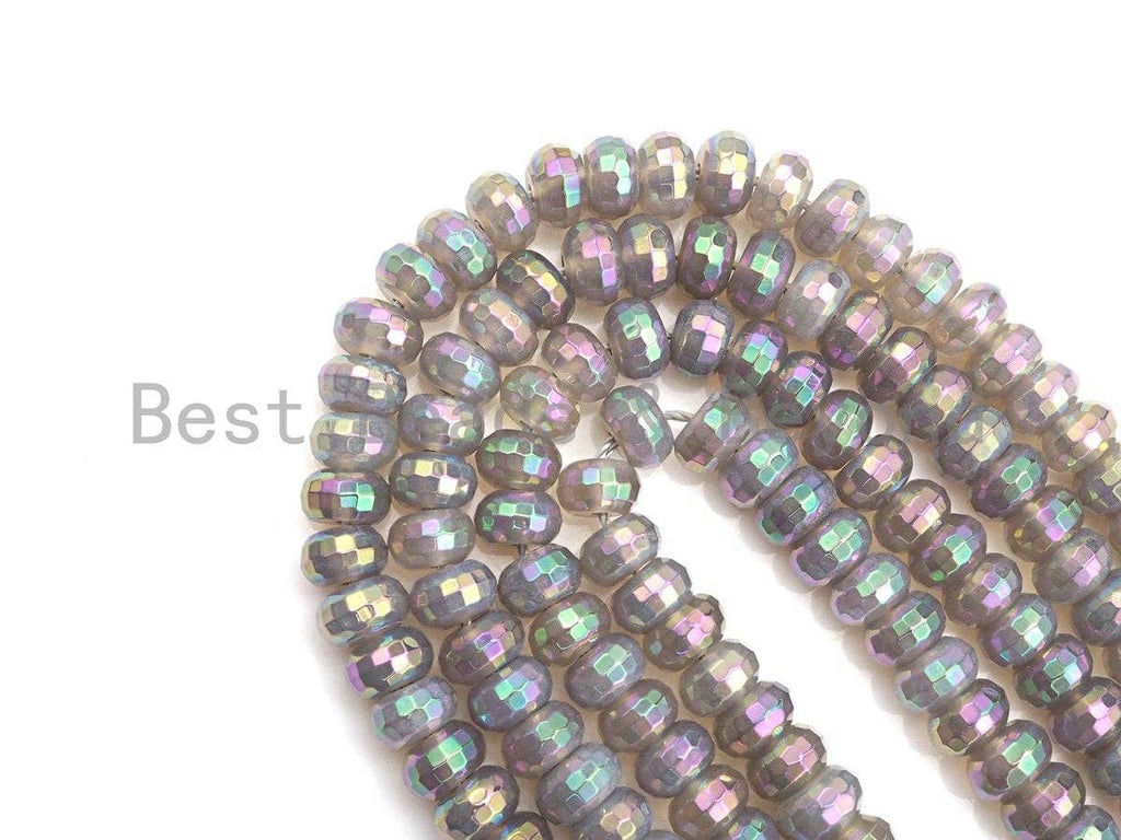 Mystic Plated Rainbow Agate Rondelle Shape Beads, 4x6mm/5x8mm/6x10mm Rondelle Agate Beads, 15.5" Full Strand, sku#UA41