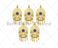 Gold Filled Cobalt CZ Micro Pave North Star On Oval Shape Pendant, 18K Gold Filled Medallion Charm, Necklace Bracelet Charm,16x26mm,Sku#L568