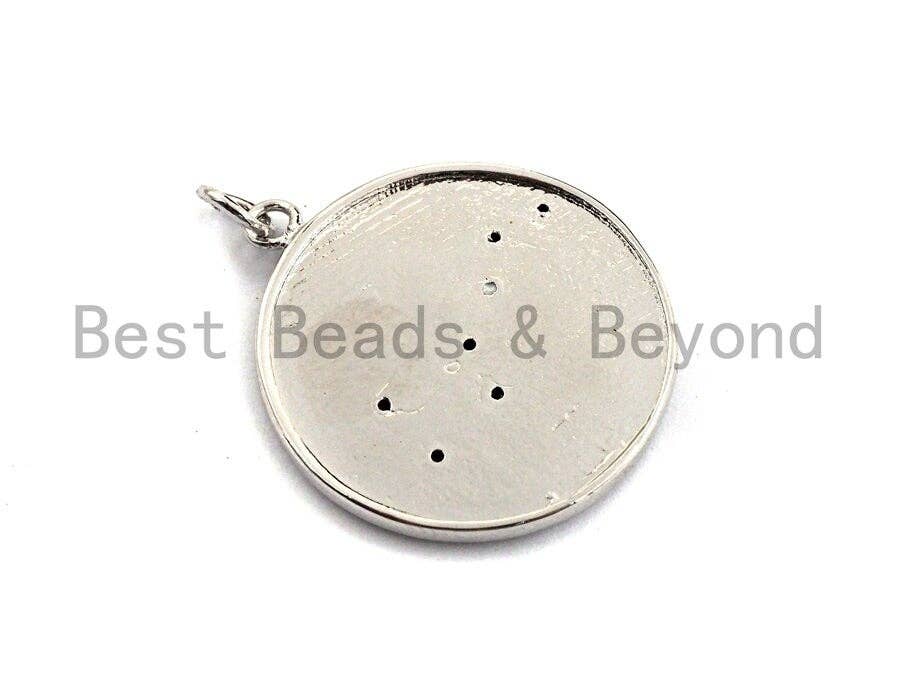 White Enamel Blue Big Dipper Moon Star Charms Pendant, Enamel Pendant,Round Enamel, Oil Drop jewelry Findings, 24x28mm,sku#Z366