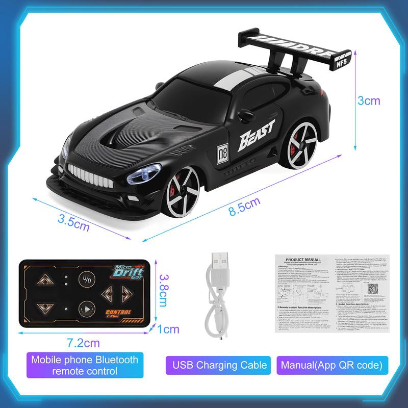 2026 Wintek 1:64 Mini Drift RC Car – Adult Desktop Racing Toy, App-Controlled RC with LED Lights & Adjustable Speed, Cool Gift for Boyfriend & Men