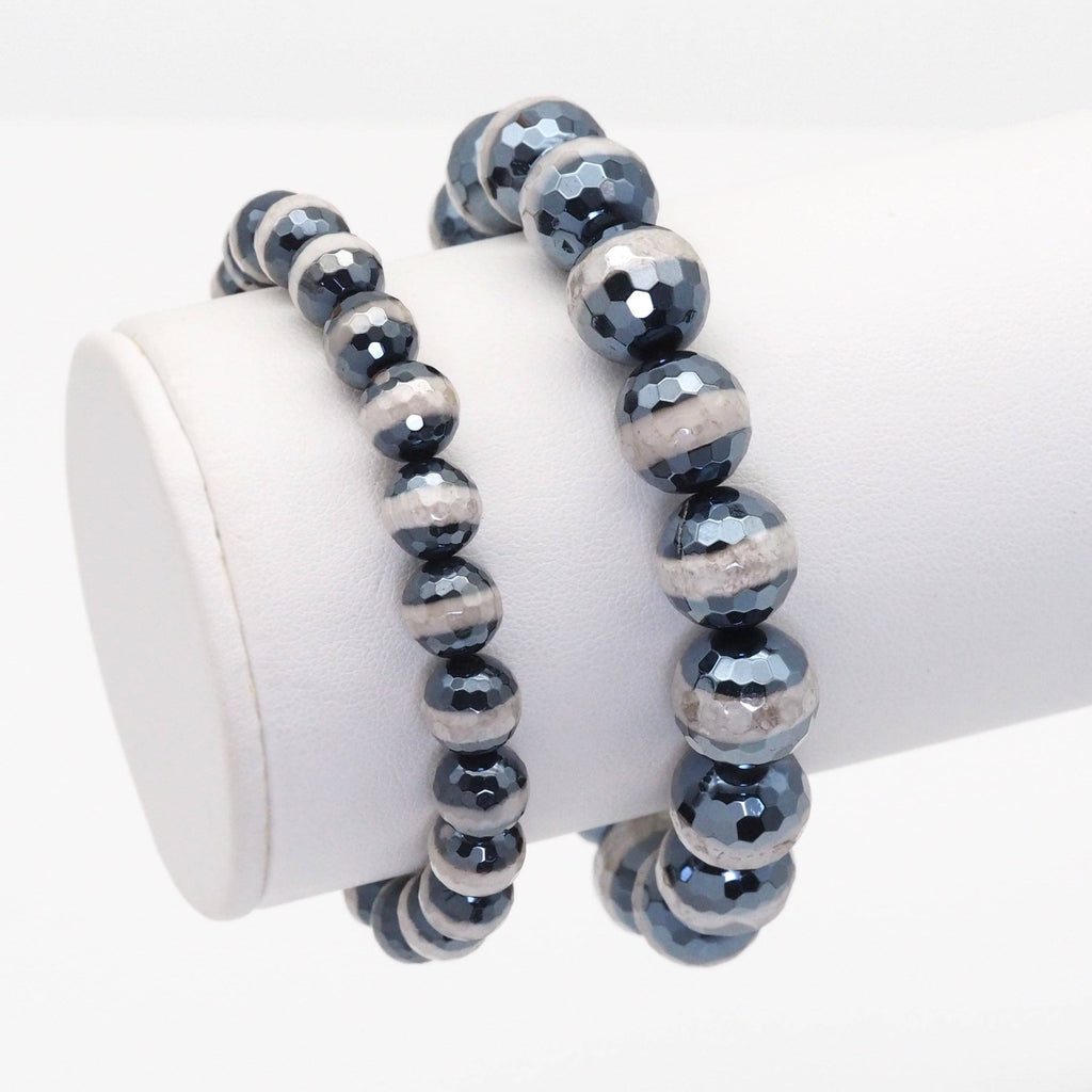 Mystic One Line Tibetan Agate Stretchy Bracelet, Sku#EF429