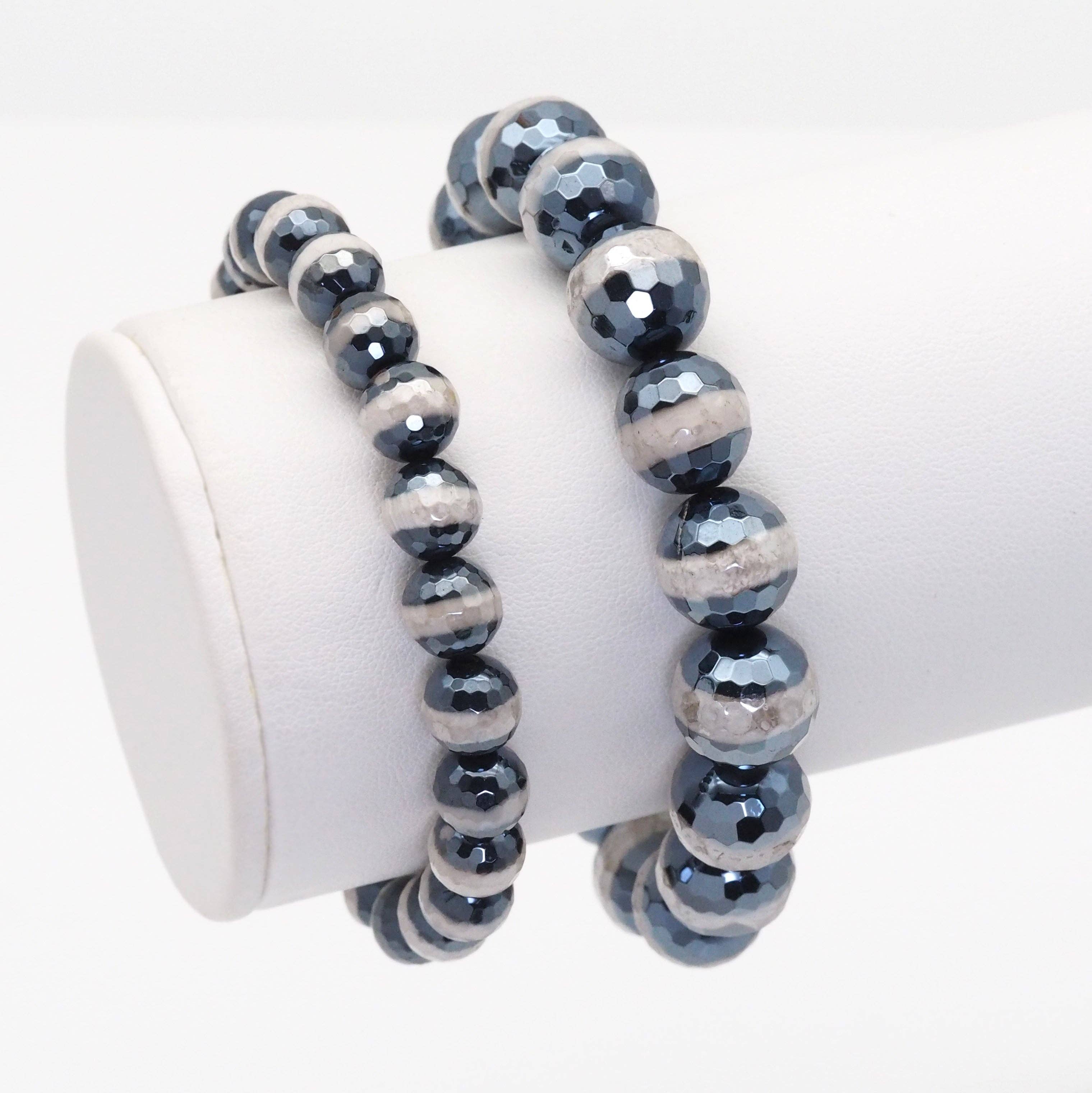Mystic One Line Tibetan Agate Stretchy Bracelet, Sku#EF429