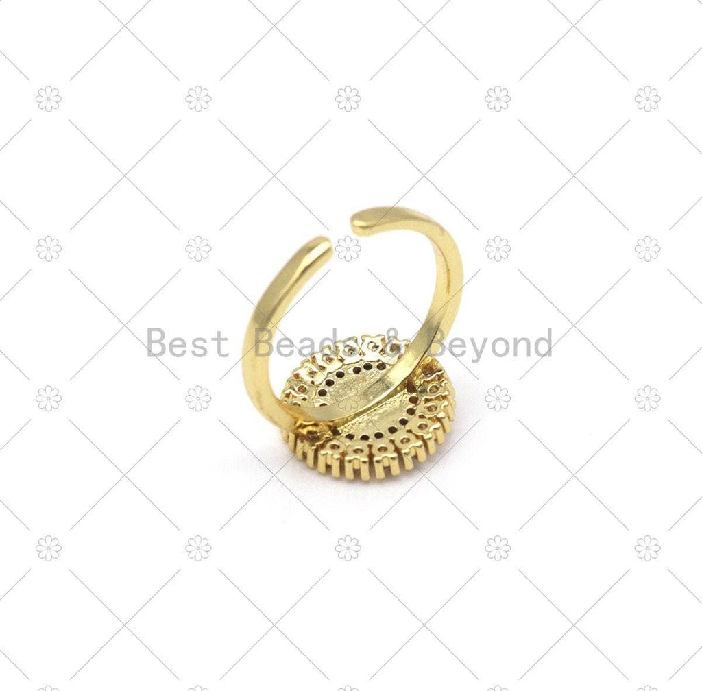 CZ Virgin Mary On Round Adjustable Ring, Sku#LD171